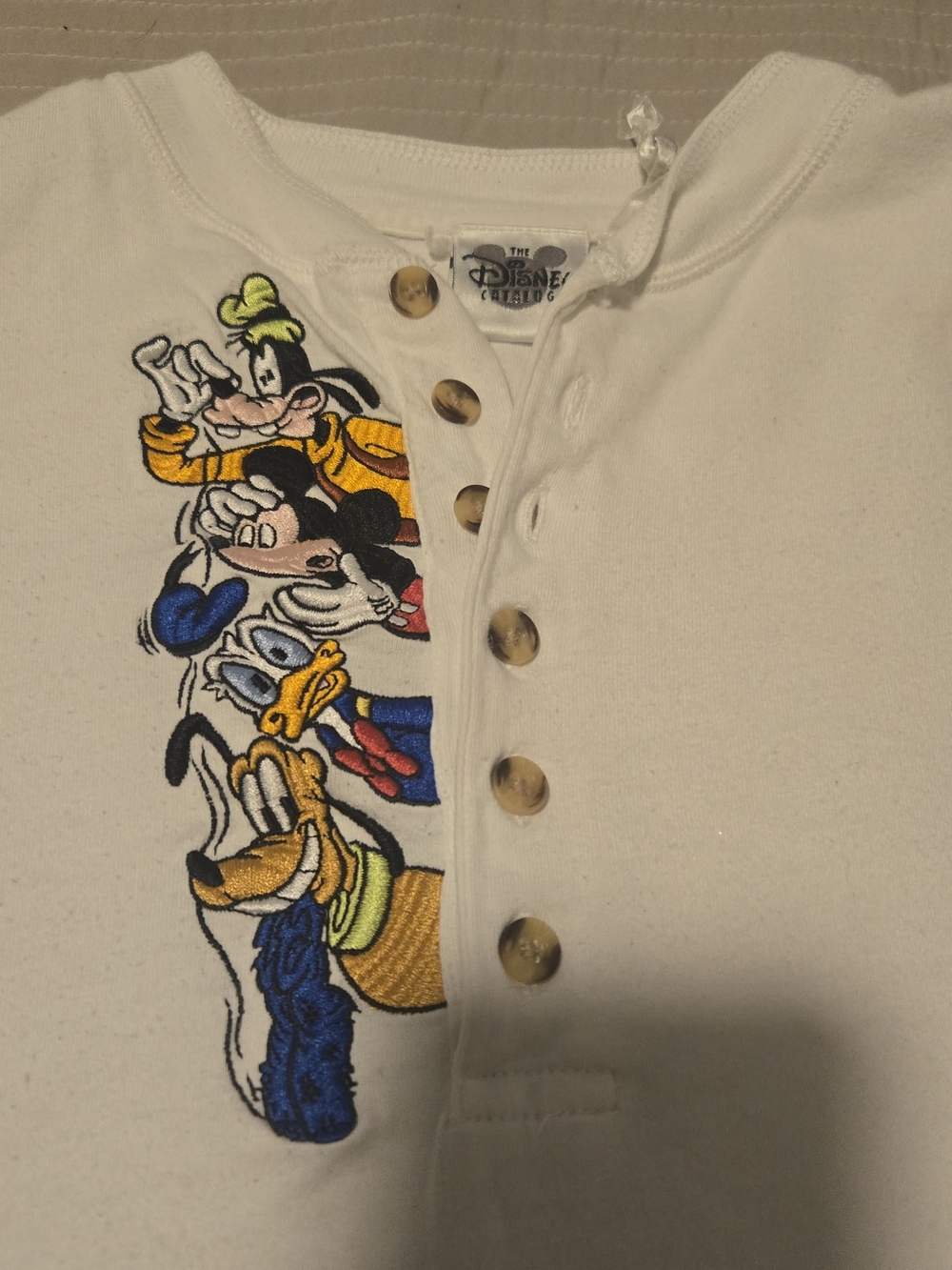 Disney Kids White Henley Top with Classic Characters